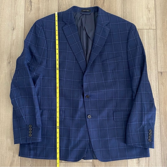 Ralph Lauren Men's Navy Windowpane Wool Blend Blazer Jacket 46R Business Casual - Picture 12 of 16